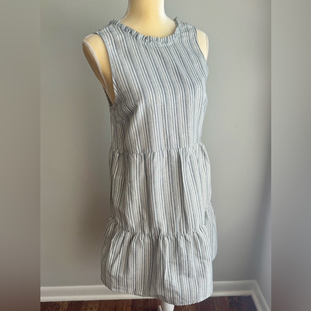 Altar’d State 100% Linen Dress Charcoal Stripe NWT